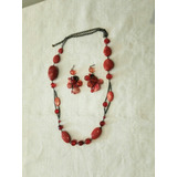 Conjunto De Collar Y Aros Color Rojo. Hermosos