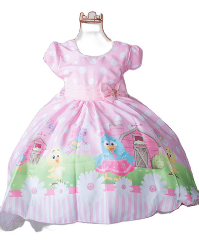 Vestido Galinha Pintadinha Rosa De Luxo Temático Aniversário