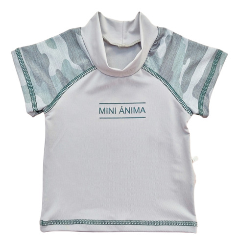 Remera Filtro Uv Malla Mini Anima Camuflada Verde Bebe