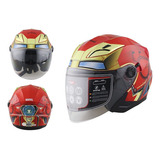 Casco Moto Edge Marvel Iron Man Rojo 3/4 Certificado Dot Color Rojo/oro Tamaño Del Casco Xl(61-62 Cm)