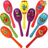 Maracas De Madera Para Fiesta Mexicana Multicolor 9 Pzas