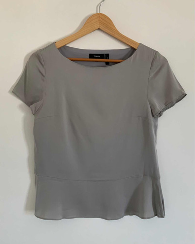 Theory. Divina Blusa Seda Gris. Importada. Talle S #ma10