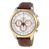 Reloj Seiko Chronograph Para Hombres 45mm, Pulsera De Piel