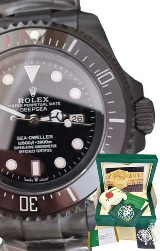 Relógio Rolex Deepsea Preto Allblack 44m Base Eta 2840 Caixa