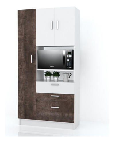 Mueble Cocina Despensero Organizador Porta Microondas Color Marrón Oscuro