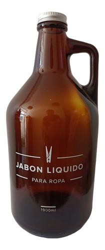 Botellón De Vidrio Ámbar Jabón Líquido O Suavizante 1,9 L