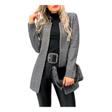 Chaqueta De Tweed De Invierno De Largo Medio Para Mujer