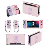 Skin Personalizado Para Switch Color Rosa Con Logos (0150)