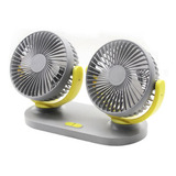 Usb Dual Head Car Fan 3 Niveles De Gris Amarillo 24x16cm