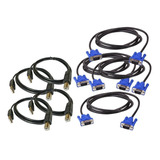 Combo Cables Para 4 Pc P/ Kvm 4 Cables Vga + 4 Impresora 1.5