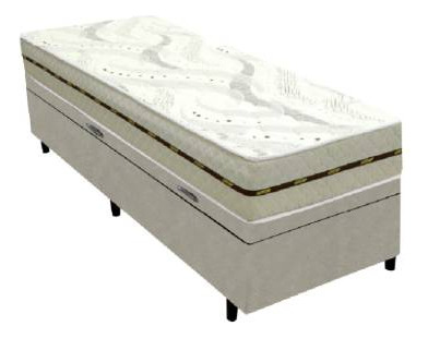 Cama Box Baú Solteiro Molas Caribe Gazin 88cm Branco/bege Cor Bege