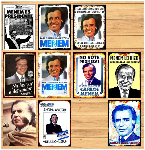 Cuadros De Chapa - Pj - Carlos Menem - Vintage - Peron