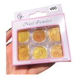 Kit 6und Pó Metalizado Cromado Dourado Unhas Pó Sereia Uv