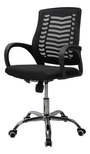 Silla Secretarial Jm-108 Mesh Negro Reclinable, Ajustable