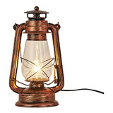 Lámpara De Mesa Rústica Con Farol, Estilo Antiguo Para Dormi