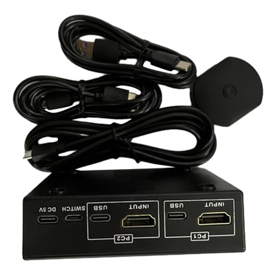 Conmutador Kvm Usb 2.0 De 2 Puertos Con Cable Usb Para