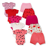 Kit 10 Pçs Body E Shorts Bebe Malha 100% Algodão Menino