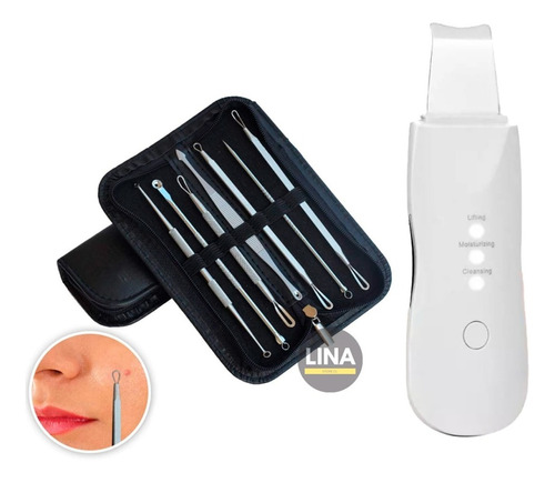 Limpieza Facial Peeling Ultrasonico 3en1 + Set 7 Comedones