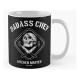 Taza Badass Chef Kitchen Master Skull Chef Con Cuchillos Cru