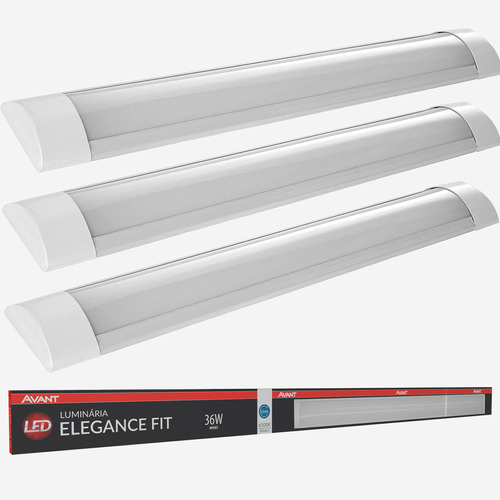 03 Luminárias Sobrepor Linear Fit 100cm 36w Brancofrio Avant