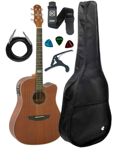 Violão Strinberg Sd200 Mogno Folk Aço Elétrico Kit Capa