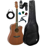 Violão Strinberg Sd200 Mogno Folk Aço Elétrico Kit Capa