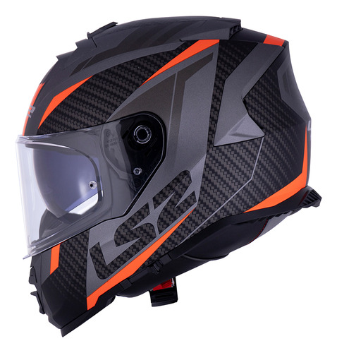 Capacete Ls2 Storm Ff800 Racer Preto E Laranja Fosco Moto