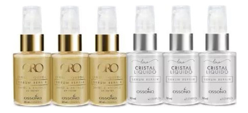 Combo 3 Cristal Liquido +3 Oro Liquido Ossono Argan Lino