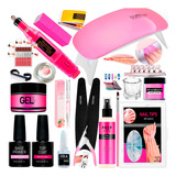 Kit Alongamento Unhas Profissional Completo Tips Primer Top