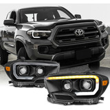  Faros Secuenciales Led Drl Negros Toyota Tacoma Trd 2016-19