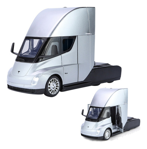 Tesla Semi Truck Head Miniatura Metal Coche Con Luz Y Sonido