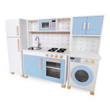 Cozinha Infantil Azul Claro Com Máquina E Geladeira