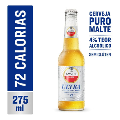 Cerveja Premium Sem Gluten Amstel Ultra 275ml C\u002F6 Long Neck | Frete grátis