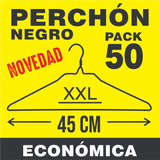 Perchas De Alambre X50 - Perchón Económico 45cm - Negro