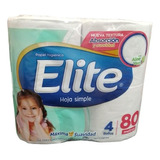 Papel Higienico Elite Hoja Simple 80mx 4 Rollos Pack 3 Unid