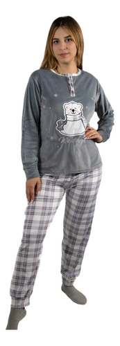 Pijama Plush Mujer Diseño De Oso Polar