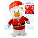 Inflable Navideño Led Oso Polar Gorro Tela Satinada 1.2 Mts