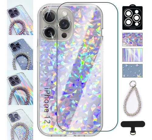 Funda Brillante Para iPhone Mica Pantalla Cámara Pulsera