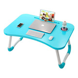 Mesa Para Notebook Azul Portátil Articulada Mdf Suporte Para Laptop Blue Dobrável Império Imports Home Office Cama Porta Tablet