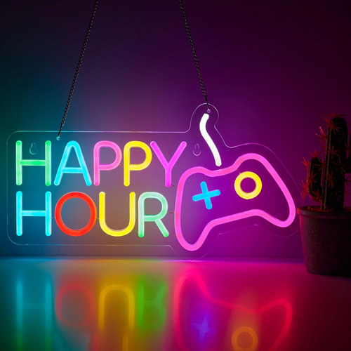 Cartel De Neón De Happy Hour Gamer Para Decoración De Pared,