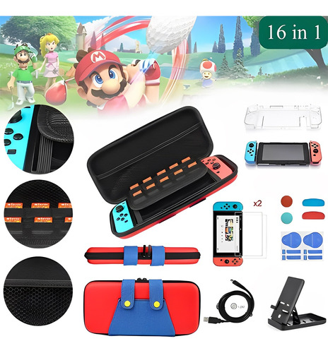 Funda Portátil Nintendo Switch Accesorios Para Kit Rojo