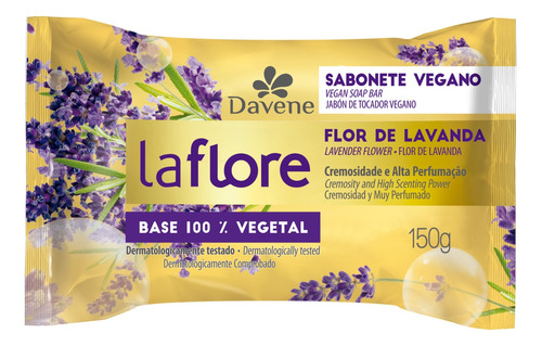 Sabão Em Barra Davene Vegetal Flor De Lavanda La Flore De 150 G