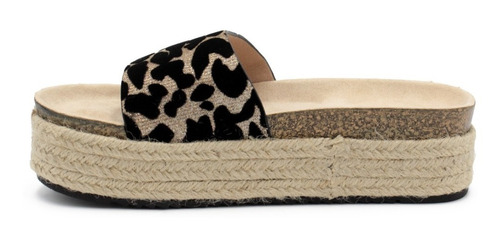 Sandalia Alpargata Andrea Plataforma Yute Animal Print Beige