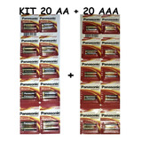 Kit 40 Pilhas Alcalinas: 20aaa + 20aa Panasonic Power 1,5v 