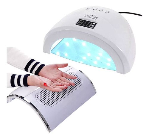 Sugador De Po Unhas Acrigel Porcelana + Cabine 48w / 24 Leds