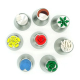 Kit 8 Bico Russo Inox Confeitar Bolo Doces Cupcake Flores