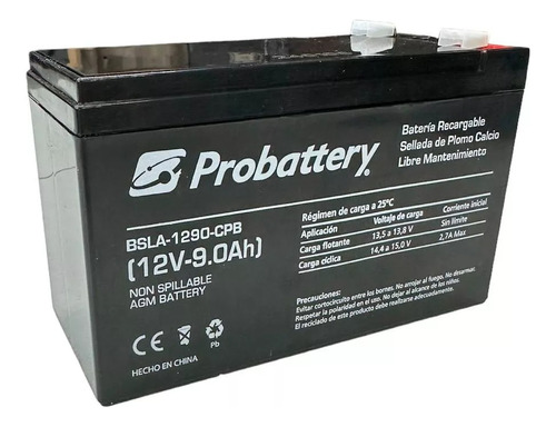 Bateria 12v 9ah Probattery Auto A Bateria Juguete Alarma Ups