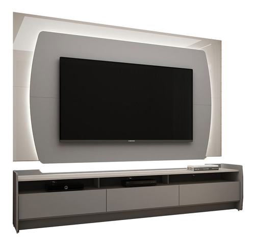 Rack Painel Tv 65 70 2.2 Sublime Cinza/off White - Gelius