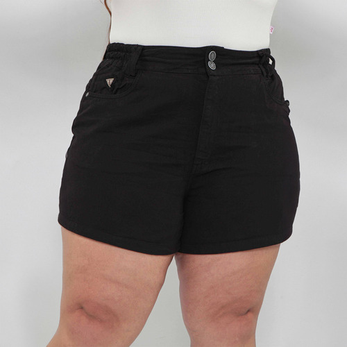 Short Feminino Jeans Plus Size Com Elástico Terracota