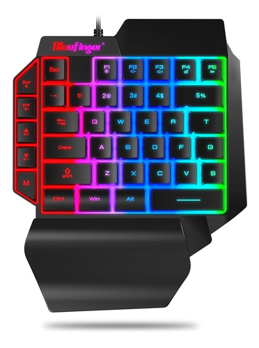 Teclado Rgb Para Juegos Con Una Mano, Cable Usb Rainbow Lett